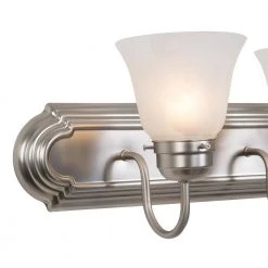 Hot Sale 💯 Vanity Lighting Family 3-Light Satin Nickel Frame Bathroom Vanity Light with Alabaster Glass Shade by Yosemite Home Decor 😀 -NICOR Sales Store satin nickel yosemite home decor vanity lighting 4993 3sn 4f 1000