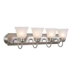Buy 😉 Vanity Lighting Family 4-Light Satin Nickel Frame Bathroom Vanity Light with Alabaster Glass Shade by Yosemite Home Decor 🧨 -NICOR Sales Store satin nickel yosemite home decor vanity lighting 4994 4sn 4f 1000
