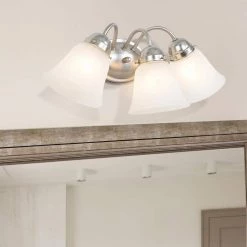 Cheap 🥰 Vanity Lighting Series 3-Light Satin Nickel Bathroom Vanity Light with White Marble Glass Shade by Yosemite Home Decor 💯 -NICOR Sales Store satin nickel yosemite home decor vanity lighting jh053 3sn 31 1000