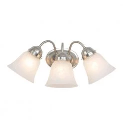 Cheap 🥰 Vanity Lighting Series 3-Light Satin Nickel Bathroom Vanity Light with White Marble Glass Shade by Yosemite Home Decor 💯 -NICOR Sales Store satin nickel yosemite home decor vanity lighting jh053 3sn c3 1000