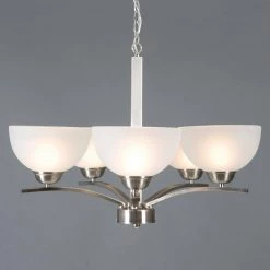 Discount ⌛ Alta Peak 5-Light Satin Steel Hanging Chandelier with Acid Wash Glass Shade by Yosemite Home Decor 🥰 -NICOR Sales Store satin steel yosemite home decor chandeliers 107 5u awss 4f 1000