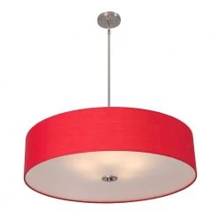 Hot Sale 🔔 Lyell Forks Family 5-Light Satin Steel Pendant with Chili Pepper Red Fabric Shade by Yosemite Home Decor 👍 -NICOR Sales Store satin steel yosemite home decor chandeliers sh3007 5p cprs 4f 1000
