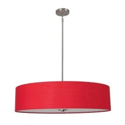Hot Sale 🔔 Lyell Forks Family 5-Light Satin Steel Pendant with Chili Pepper Red Fabric Shade by Yosemite Home Decor 👍
