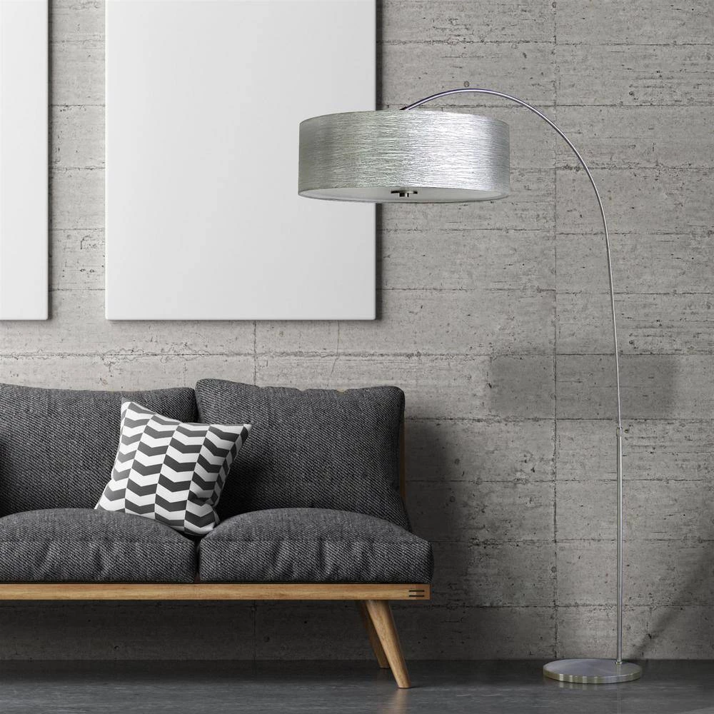 Cheap ๐ 67 in. Arc Floor Lamp in Satin Steel with Starlight Weave Shade by Yosemite Home Decor โ๏ธ 6 Cheap ๐ 67 in. Arc Floor Lamp in Satin Steel with Starlight Weave Shade by Yosemite Home Decor โ๏ธ - Image 5