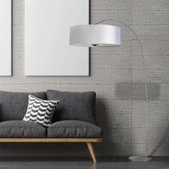 Cheapest 👏 Portable Lamps Series 65 in. Satin Steel Floor Lamp with Pristine White Fabric Shade by Yosemite Home Decor 🔥 -NICOR Sales Store satin steel yosemite home decor table lamps pfl128pw ss 31 1000