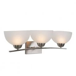 Best reviews of 💯 Alta Peak 3-Light Satin Steel Bathroom Vanity Light with White Glass Shade by Yosemite Home Decor ⭐ -NICOR Sales Store satin steel yosemite home decor vanity lighting 107 3v awss 4f 1000