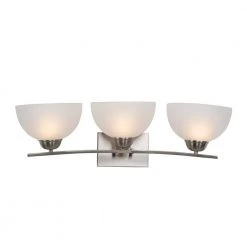 Best reviews of 💯 Alta Peak 3-Light Satin Steel Bathroom Vanity Light with White Glass Shade by Yosemite Home Decor ⭐