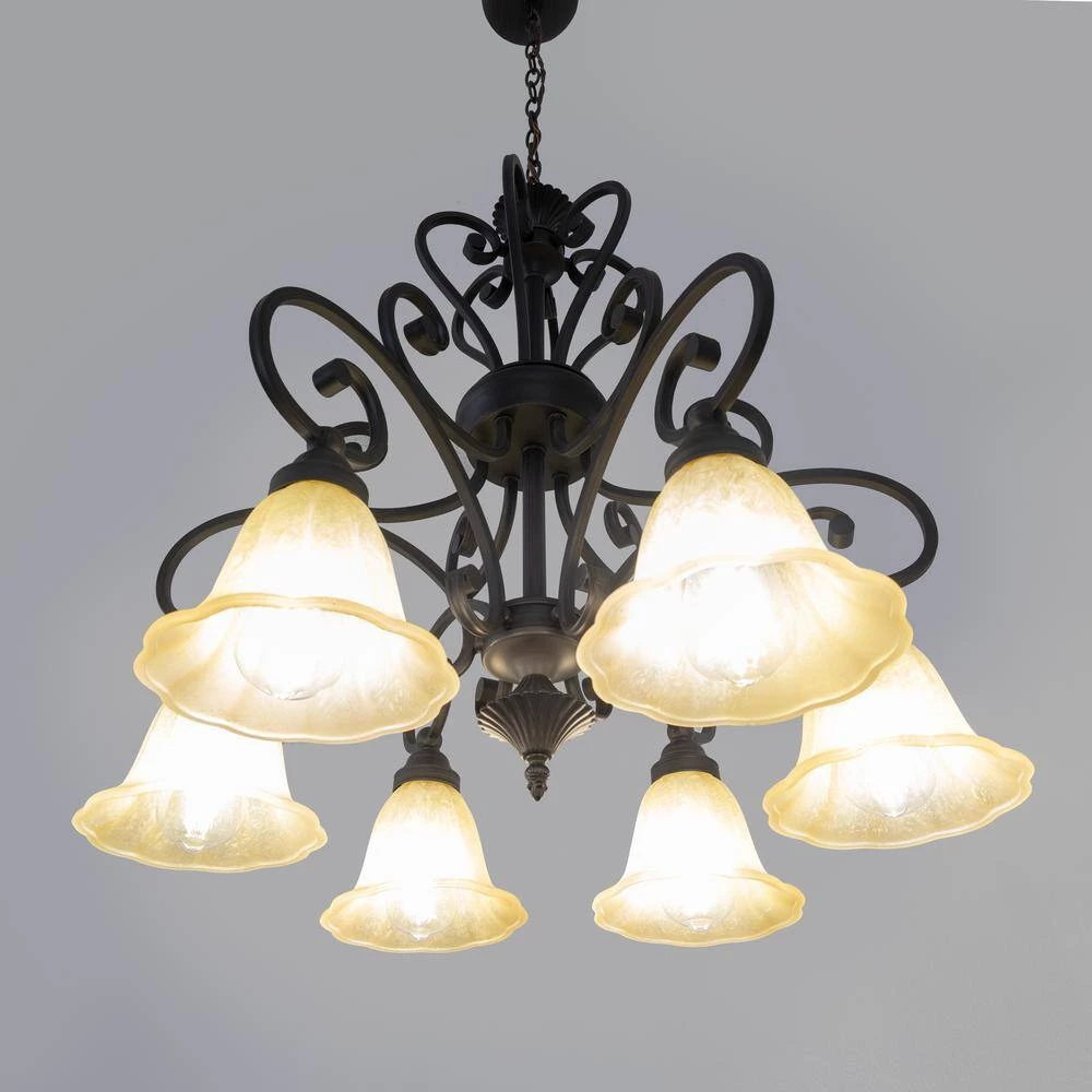 Promo ✨ Florence Collection 6-Light Sierra Slate Chandelier with Champagne Glass Shade by Yosemite Home Decor ⌛ 4 Promo ✨ Florence Collection 6-Light Sierra Slate Chandelier with Champagne Glass Shade by Yosemite Home Decor ⌛ - Image 3