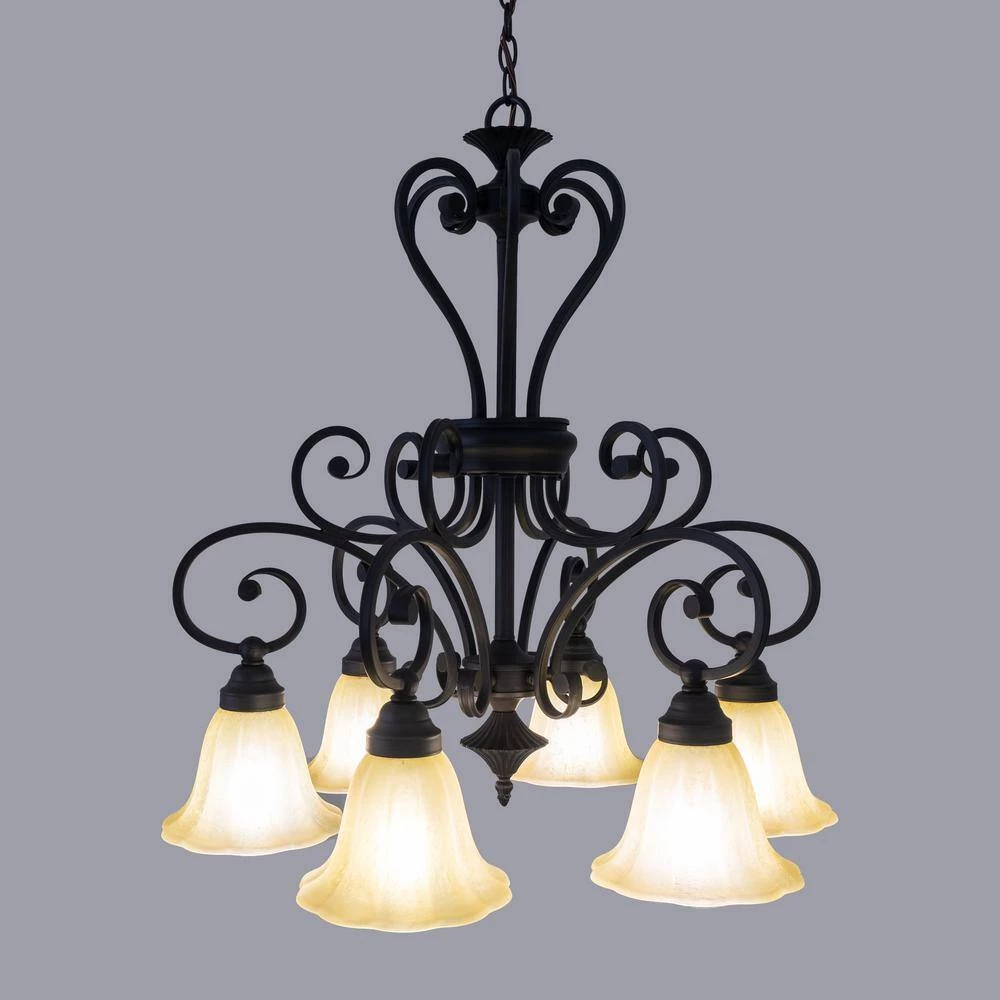 Promo ✨ Florence Collection 6-Light Sierra Slate Chandelier with Champagne Glass Shade by Yosemite Home Decor ⌛ 3 Promo ✨ Florence Collection 6-Light Sierra Slate Chandelier with Champagne Glass Shade by Yosemite Home Decor ⌛ - Image 2