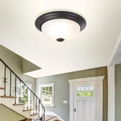 Deals 👏 Flush Mount Lighting Series 1-Light Venetian Bronze Flush Mount with White Alabaster Glass Shade by Yosemite Home Decor 😍 -NICOR Sales Store venetian bronze yosemite home decor flush mount lights jk100 10vb 31 1000