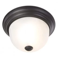 Deals 👏 Flush Mount Lighting Series 1-Light Venetian Bronze Flush Mount with White Alabaster Glass Shade by Yosemite Home Decor 😍