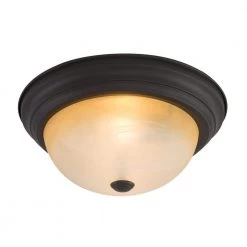 Discount 🔔 Belen 2-Light Venetian Bronze Flush Mount with Amber Glass Shade by Yosemite Home Decor 🔔