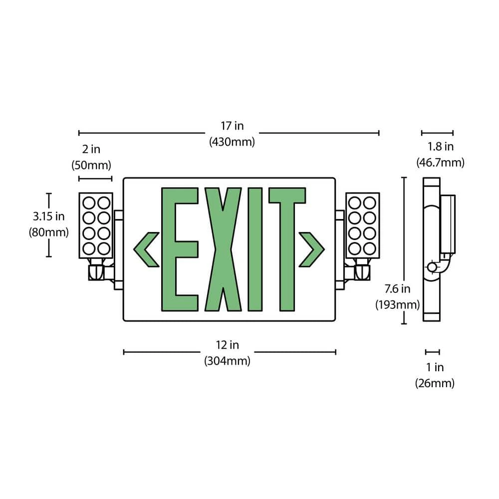 Outlet 🌟 ECL2 Series Slim LED Emergency Exit Sign Combo, Green Lettering by NICOR 😍 14 Outlet 🌟 ECL2 Series Slim LED Emergency Exit Sign Combo, Green Lettering by NICOR 😍 - Image 12