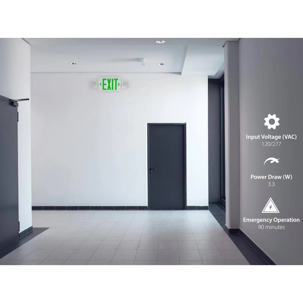 Budget ๐ ECL3 Self-Diagnostic 25-Watt Equivalent 120-Volt Integrated LED Emergency Exit Sign, Green Lettering by NICOR ๐ 11 Budget ๐ ECL3 Self-Diagnostic 25-Watt Equivalent 120-Volt Integrated LED Emergency Exit Sign, Green Lettering by NICOR ๐ - Image 9