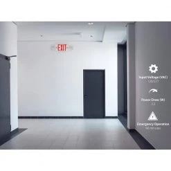 Best Sale 🔥 ECL3 Self-Diagnostic 25-Watt Equivalent 120-Volt Integrated LED Emergency Exit Sign, Red Lettering by NICOR 🌟 -NICOR Sales Store white nicor emergency exit lights ecl310unvwhr2sd 1f 1000