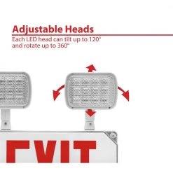 Brand new 🥰 ECL5 Series 25-Watt Equivalent Integrated LED Outdoor White Exit Sign with Adjustable Light Heads, Red Lettering by NICOR 😀 -NICOR Sales Store white nicor emergency exit lights ecl51unvwhr2 40 1000