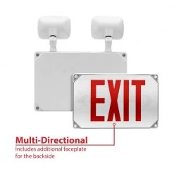 Brand new 🥰 ECL5 Series 25-Watt Equivalent Integrated LED Outdoor White Exit Sign with Adjustable Light Heads, Red Lettering by NICOR 😀 -NICOR Sales Store white nicor emergency exit lights ecl51unvwhr2 c3 1000