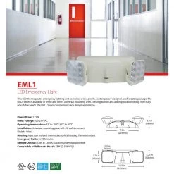 Best Sale 🥰 EML1 25-Watt White Integrated LED Emergency Light by NICOR 🧨 -NICOR Sales Store white nicor emergency exit lights eml1 10 unv wh d4 1000
