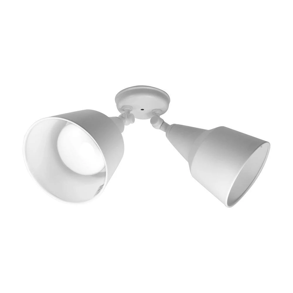 Discount 👏 Double Cone 150-Watt White 2-Light Outdoor Flood Light with Adjustable Heads by NICOR ⭐ 4 Discount 👏 Double Cone 150-Watt White 2-Light Outdoor Flood Light with Adjustable Heads by NICOR ⭐ - Image 2