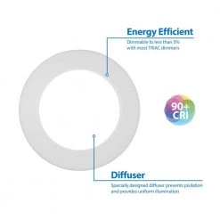 Brand new 🛒 DSK4 Round 4 in. Selectable Surface Mount Integrated LED Recessed Trim Kit by NICOR 🎁 -NICOR Sales Store white nicor flush mount lights dsk43120swh 1d 1000