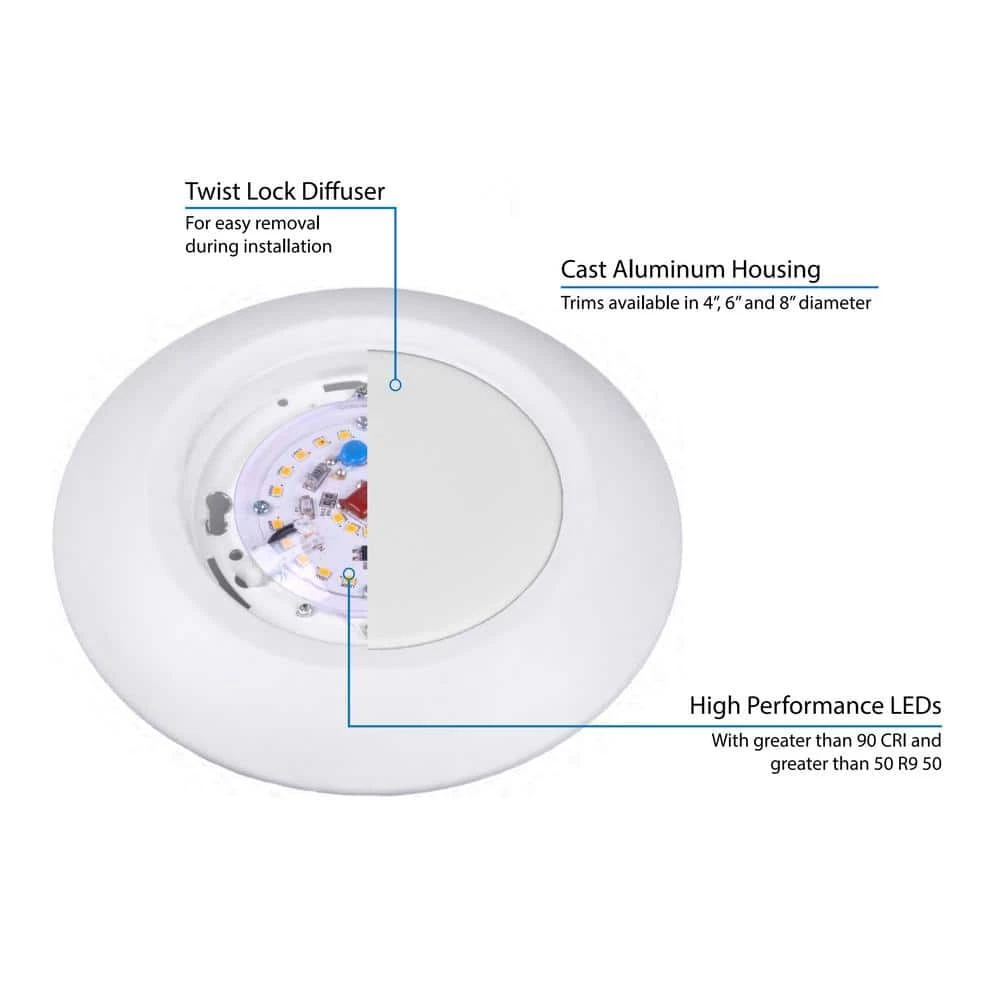Hot Sale 🔔 DSK 8 in. White Integrated LED Flush Mount Surface Mount Downlight, 2700K by NICOR ❤️ 6 Hot Sale 🔔 DSK 8 in. White Integrated LED Flush Mount Surface Mount Downlight, 2700K by NICOR ❤️ - Image 4