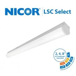 Discount ❤️ LSC 4 Ft. 300-Watt Equivalent Integrated LED White Selectable Strip Light by NICOR ⭐ -NICOR Sales Store white nicor strip light fixtures lscs14u 44 1000