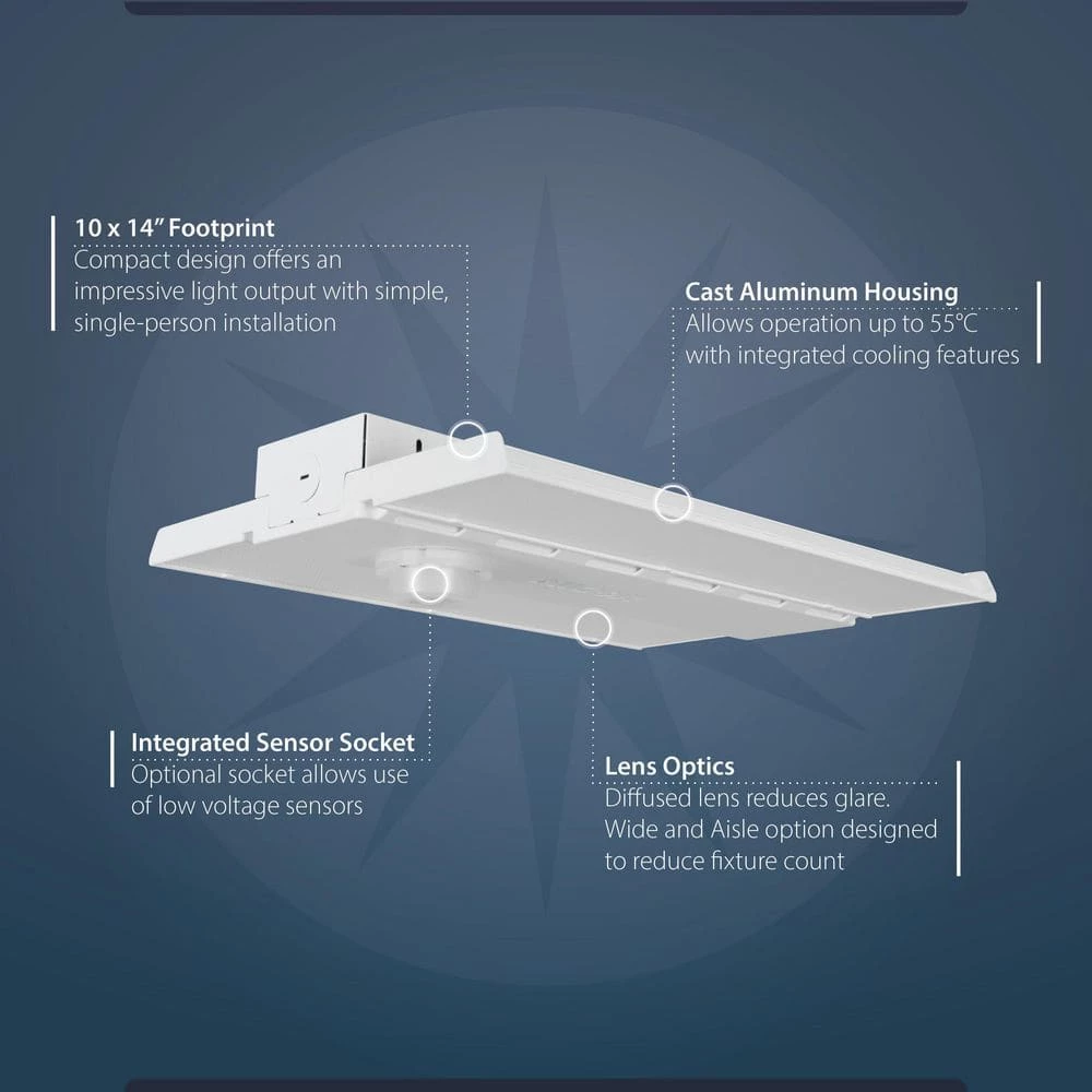 Best deal ⭐ HML1 1 ft. 600-Watt Equivalent Integrated LED White Slim High Bay Light 5000K by NICOR 🥰 4 Best deal ⭐ HML1 1 ft. 600-Watt Equivalent Integrated LED White Slim High Bay Light 5000K by NICOR 🥰 - Image 2