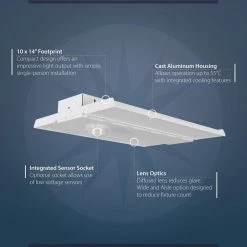 Best Pirce 🌟 HML1 1 ft. 700-Watt Equivalent Integrated LED White Slim High Bay Light with Sensor Socket 5000K by NICOR 🎁 -NICOR Sales Store white powder coat nicor high bay lights hml1150u50as 40 1000