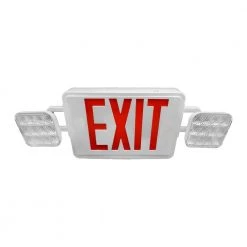 Buy 🥰 ECL1 25-Watt White Integrated LED Exit Sign with Emergency Lights and Red Lettering by NICOR 👍 -NICOR Sales Store white red lettering nicor emergency exit lights ecl1 10 unv wh r 2 1f 1000