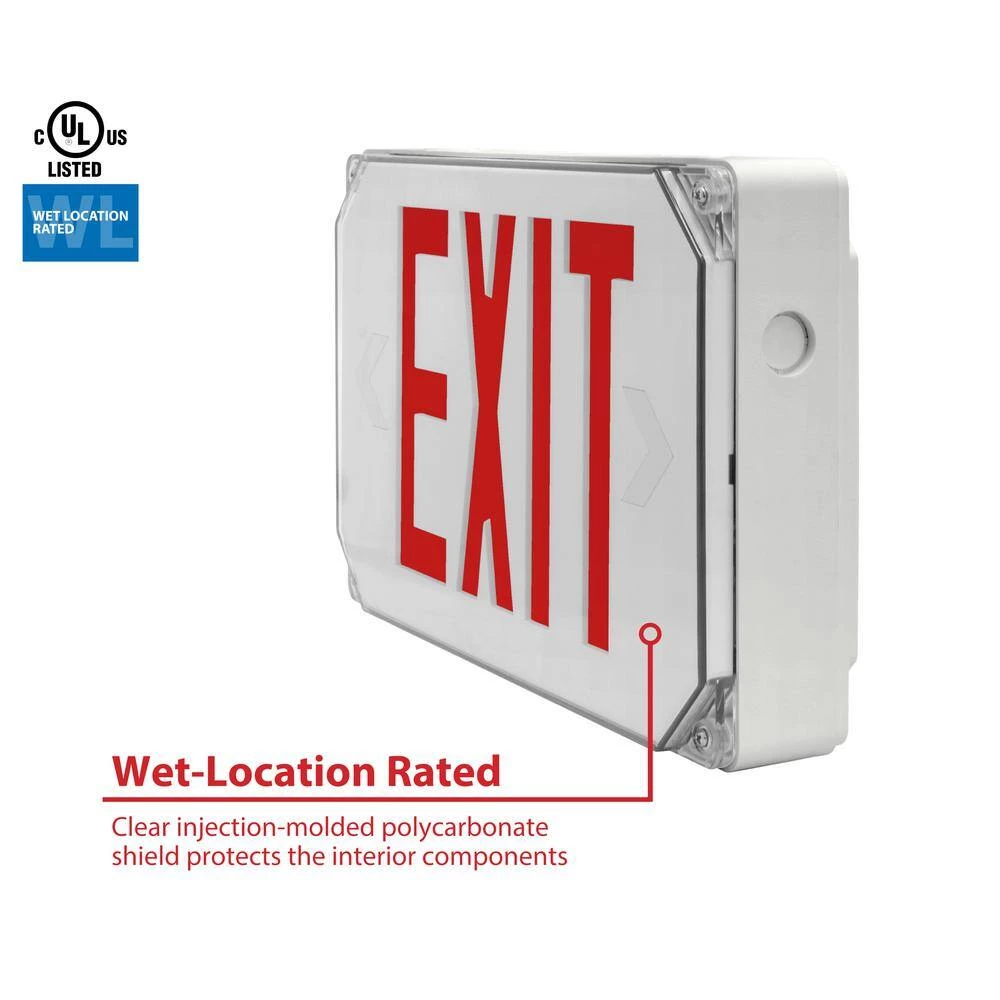 Flash Sale ๐ EXL5 Series 25-Watt Equivalent Integrated LED Outdoor White Emergency Exit Sign, Red Lettering by NICOR โ๏ธ 4 Flash Sale ๐ EXL5 Series 25-Watt Equivalent Integrated LED Outdoor White Emergency Exit Sign, Red Lettering by NICOR โ๏ธ - Image 2