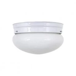 Outlet 👏 2-Light White Flush Mount with White Glass Shade by Yosemite Home Decor 🎉