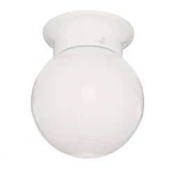 Promo 🔥 1-Light White Flush Mount with White Glass Shade by Yosemite Home Decor ✔️ -NICOR Sales Store white yosemite home decor flush mount lights 77 947wh 1d 1000