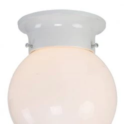 Promo 🔥 1-Light White Flush Mount with White Glass Shade by Yosemite Home Decor ✔️ -NICOR Sales Store white yosemite home decor flush mount lights 77 947wh 4f 1000