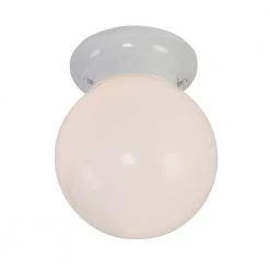 Promo 🔥 1-Light White Flush Mount with White Glass Shade by Yosemite Home Decor ✔️